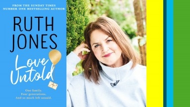 Image of Book sleeve for Love Untold and Head shot of author Ruth Jones
