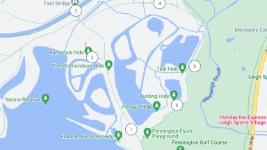 Map of Pennington Flash Poetry Trail around Pennington Flash