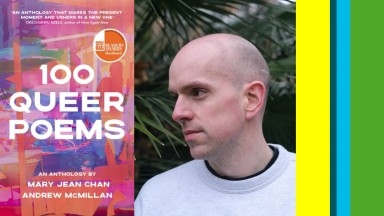 Image fo 100 Queer Poesm book cover and poet ANdrew McMillan