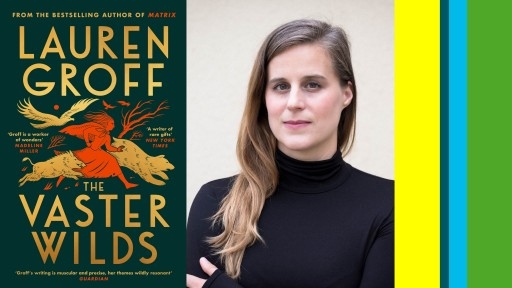 Image of author Lauren Groff with latest book cover
