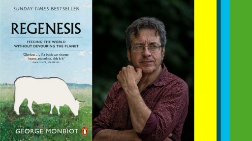 Image of writer George Monbiot and his latest book cover